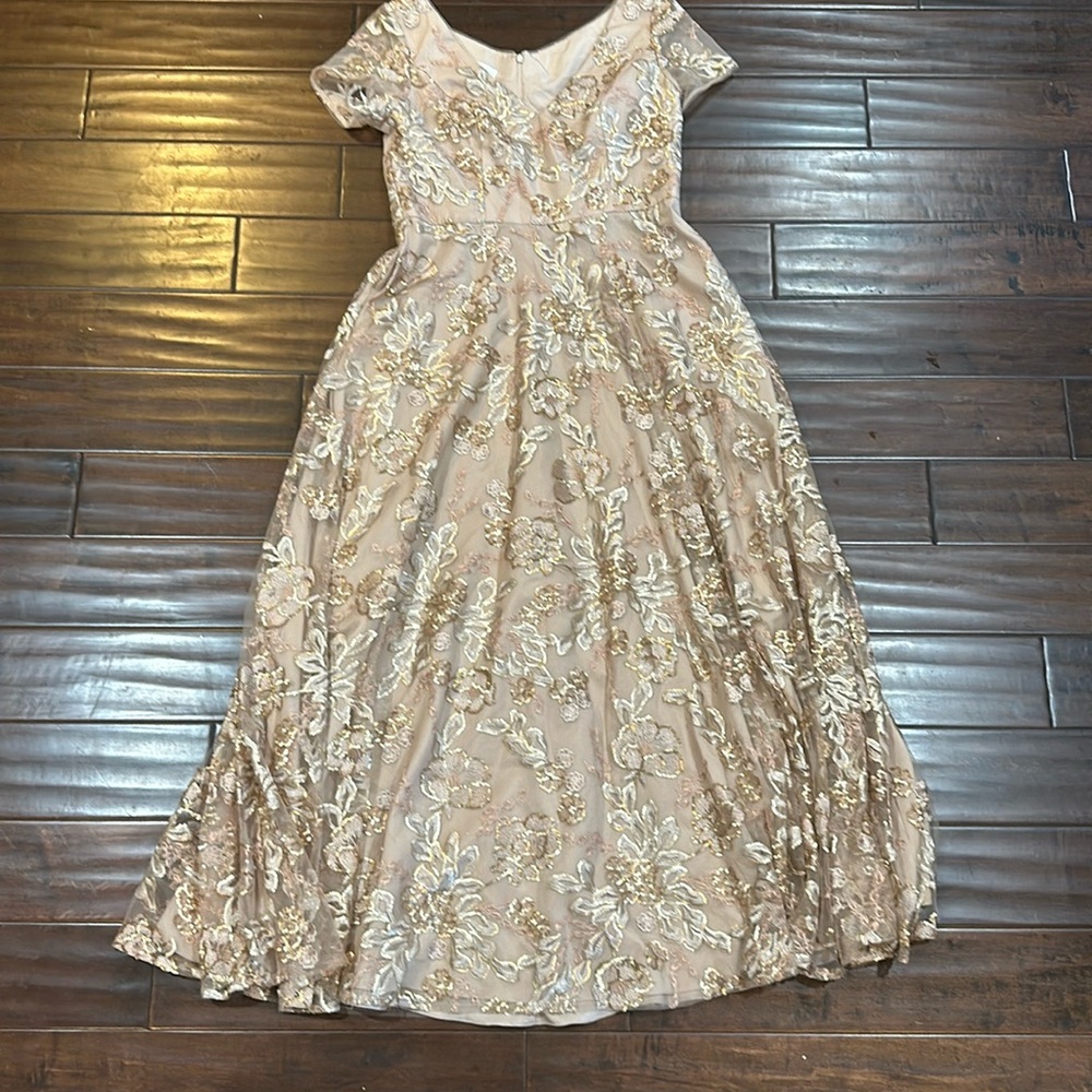 Champagne floral gold dress